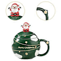 Miniatyrbild 2 av 5: Jul Keramisk Mugg Julmugg Dryckesvaror Vinter med Lock Tekopp Unik Nyhet Mugg Julkaffemugg för Pojkar Flickor Kvinnor (Grön)