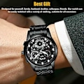 Miniatyrbillede 4 af 5: Herreur Vandtæt Relojes De Hombre Klassisk Rustfrit Stål Quartz Selvlysende (Sort)