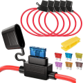 Miniatyrbillede 1 af 5: 5 stk. 16AWG vandtæt plug-in medium blade sikringsholder med ledning, DC 32V 20A Add-A-Circuit til bil T