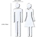 Pikkukuva 2 / 5: WC-tarra, 1 pari, irrotettava 3D-peilivinyylitarrataide, miesten ja naisten seinätarrat baarikouluun (hopea)