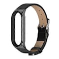 Miniatyrbillede 1 af 5: Læderurrem til Xiaomi Mi Band 6 / 5 / 4 / 3 (Sort)