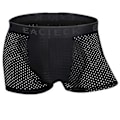 Pikkukuva 1 / 5: Fianao Ultra Thin Solid Color Hengittävä Mesh U-Kupera Boxeri-Alushousut Miehille (L Musta)