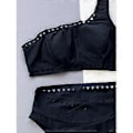 Pikkukuva 3 / 5: Naisten korkeavyötäröinen uimapuku, kaksiosainen bikinisetti, seksikäs olkaimeton crop top, korkealeikkaukselliset stringiuimapuvut, lahjat L(L )