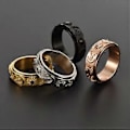 Miniatyrbilde 4 av 5: Måne Stjerne Sol Spinner Fidget Ring for Angst Statement Ring Smykker Størrelse 6-11 (11 Gull)