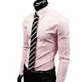 Miniatyrbilde 1 av 5: Fianao Moteklær for Menn Ensfarget Langærmet Knappeskjorte Slank Formell Business Topp (XXXXL Rosa)