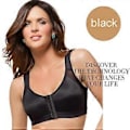 Miniatyrbillede 3 af 5: Ny Hot Dame Racerback Frontlukning Post Kirurgi Medicinsk Kompression High Impact Bred Strop Støtte Sports BH (3XL Sort)
