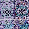 Miniatyrbillede 4 af 5: DIY Diamantmaleri Bogmærke, Maling efter nummer Diamant Læder Kvast Mandala Bogmærker Broderi