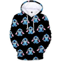 Miniatyrbillede 1 af 2: Børne Lilo Stitch Trykte Tegneserie Hættetrøjer Sweatshirt Hættede Toppe Efterårsjakker (7-8 År Sort Stitch)