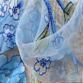 Miniatyrbilde 3 av 5: Voile Gardiner Paneler Tyll Offset Trykk Peonmønster Skygge Drapering for Stue (1)(Blå-100x200cm)
