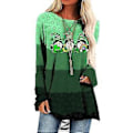 Pikkukuva 1 / 3: Naisten pitkähihainen St. Patrick's Day -paita, onnenapila-tonttukuvioinen pusero, löysä yläosa -NMAOV(2XL C)