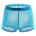 Miniatyrbilde 1 av 5: Soutong Gjennomsiktige Herreundertøy Solid Farge Mesh Garn Midje Transparent Tynn Boxer Underbukse (L Blå)