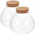 Miniatyrbild 1 av 3: 2 st Tätat Glasburkar för Mikrolandskap, Sfärformade Ekologiska Glasflaskor