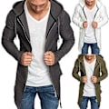 Miniatyrbillede 3 af 5: Fianao Herrejakke Ensfarvet Cardigan Slank Lang Forårsjakke Til Daglig Brug (L Sort)