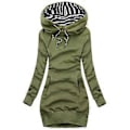 Miniatyrbillede 1 af 3: Dame mid-længde slim hoodie, afslappet efterår vinter sweatshirt (2XL Grøn)