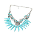 Miniatyrbilde 5 av 5: Elfenbensfarget Turkis Bib Halskjede Kjede Statement Mynter Henger Chunky Choker Smykker ( )