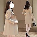Miniatyrbillede 5 af 5: Dame Single-breasted Trenchcoat Oversize Langærmet Frakke Med Lomme Gave Til Jul Fødselsdag Nytår (Beige M)
