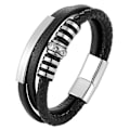 Miniatyrbillede 1 af 5: Premium Ægte Læder Armbånd til Mænd i Sort Magnetisk Farve
