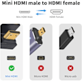 Miniatyrbilde 5 av 5: (2 pakke) U-formet Mini HDMI til HDMI 8K-adapter, Up Angle Mini HDMI til HDMI F
