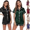 Miniatyrbillede 2 af 5: Dame Pyjamas Jule Loungewear Pyjamas Pyjamassæt Til Kvinder Kortærmet Shorts (2XL lilla)