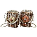 Miniatyrbild 5 av 5: Elegant Halm Handväska Dragsko Axelväska Praktisk och Funktionell Crossbody Väska Bucket Bag för Kvinnor brun( brun)