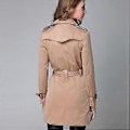 Miniatyrbillede 4 af 5: VANGULL Dame Klassisk Bælte Europæisk Trenchcoat Khaki Sort Dobbeltradet Business Frakke (XXXL sort)