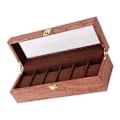 Miniatyrbild 2 av 5: 6 Fack Klockbox Sammet Displayfodral Organizer Topp Glas Smyckeskrin (C)