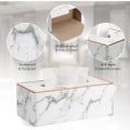 Miniatyrbild 3 av 5: Rektangulär läder servettbox (grå marmor)