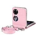 Miniatyrbild 3 av 5: Diagonal Embosserat Kortfodral för Huawei P50 Pocket (Rosa)