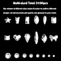 Miniatyrbild 3 av 5: Nagelstenar Kit, Nagelsmycken Platta AB-stenar Kit DIY Hantverk Ädelstenar för Naglar, Skor, Kläder, Smycken (600 Blå Diamanter + 2500 Fla