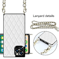 Miniatyrbillede 1 af 5: Case til iPhone 14 med Kæde PU Læder Datura Diamantgitter (Hvid)