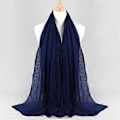 Miniatyrbillede 3 af 5: Chiffon Hijab til Kvinder og Piger - Mode Muslimsk Hijab tørklæde til Fødselsdag, Bryllup, Eid al-Fitr, Shahadah, Ramadan Bøn (14 marineblå)