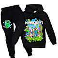 Pikkukuva 1 / 2: Minecraft 2-osainen urheiluasu lapsille 7-16 vuotta, hupullinen pusero + verkkahousut, pojat ja tytöt (7-8 vuotta, musta)