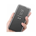 Miniatyrbilde 3 av 4: For Galaxy A90 5G Elektroplettering Speil Horisontal Klaff PU Lærveske med Holder (Svart)
