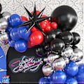 Miniatyrbillede 4 af 5: Rød Blå Sort Ballonbue Sæt, Spiderman Ballonbue Sæt, Røde Blå og Sorte Balloner Spiderman Tema Fest Dekorationer, Spiderman Ballonbue til
