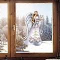 Miniatyrbild 4 av 5: Fönsterdekaler Fuktsäker Självhäftande Änglamönster Julglasdekal för Sovrum Qinhai(B )