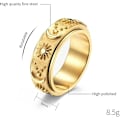 Miniatyrbillede 3 af 4: Titanium Rustfrit Fidget Ring 8mm Måne Stjerne Sol Spinner Ringe Si