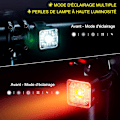 Miniatyrbillede 2 af 5: For- og baglygte til cykel, LED-cykellygte, bremseadvarsel, USB-genopladelig