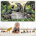 Pikkukuva 4 / 5: Dinosaurusten Syntymäpäiväkoristeet Banneri Taustakangas Safari Djungel Dinosaurusten Maailma Syntymäpäiväjuhlatarvikkeet Pojille Lapsille Dino-Teemallinen Syntymäpäiväsuosio