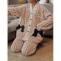 Pikkukuva 4 / 5: Pyjama naisille korallifleecestä, uusi plus-sametti, paksuuntettu, söpö, makea tyttö kotiasusetti (XL)