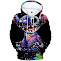 Miniatyrbild 1 av 2: Barn Lilo Stitch Tryckt Cartoon Huvtröja Hooded Toppar Höstjackor (7-8 År Regnbåge Stitch)