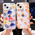 Miniatyrbild 3 av 5: Söt Stötsäker Bumper Blomma Klar Mjuk iPhone-fodral (Orange,iPho