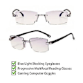 Miniatyrbillede 2 af 5: Rimless Anti Blåt Lys Progressive Multifokale Læsebriller Computer Briller (Styrke 1.00)