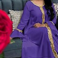 Miniatyrbillede 4 af 5: Dame Islamisk Kaftan Kjole Kaftan Kjole Fuld Længde Islamisk Kaftan Kjole Kjoller Flæseærme Islamisk Kaftan Kjole Lilla S(S Lilla)