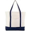 Miniatyrbillede 2 af 5: 55,88 cm robust bomuldsstof-totebag (med lynlås), marineblå, sort