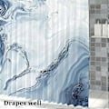 Miniatyrbillede 5 af 5: Bruseforhæng med 12 kroge, stof lyseblå marmor bruseforhæng til badeværelse, 72 x 72 tommer, 100% polyester