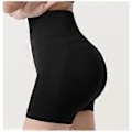 Miniatyrbilde 5 av 5: Yoga Shorts for Dame med Høyt Liv og Rynkeeffekt for Rumpeheving, Treningsshorts (XL Svart)