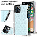 Miniatyrbillede 5 af 5: Case til iPhone 14 med Kæde PU Læder Datura Diamantgitter (Lyseblå)