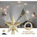 Miniatyrbilde 5 av 5: Juletrtopper, 3D roterende lysende juletrestjerne med stjerneformet projektorlampe for innendørs og utendørs juletrepynt, gull
