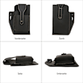 Miniatyrbillede 4 af 5: (sort) Mobiltelefon Fanny Pack med nøglering, Retro ægte læder Fanny Pack til mænd, Multifunktion