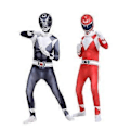 Miniatyrbillede 2 af 5: Mighty Morphin Power Rangers Cosplay Kostume Jumpsuit Bodysuit Fest Udklædningssæt til Unisex (160 Sort)